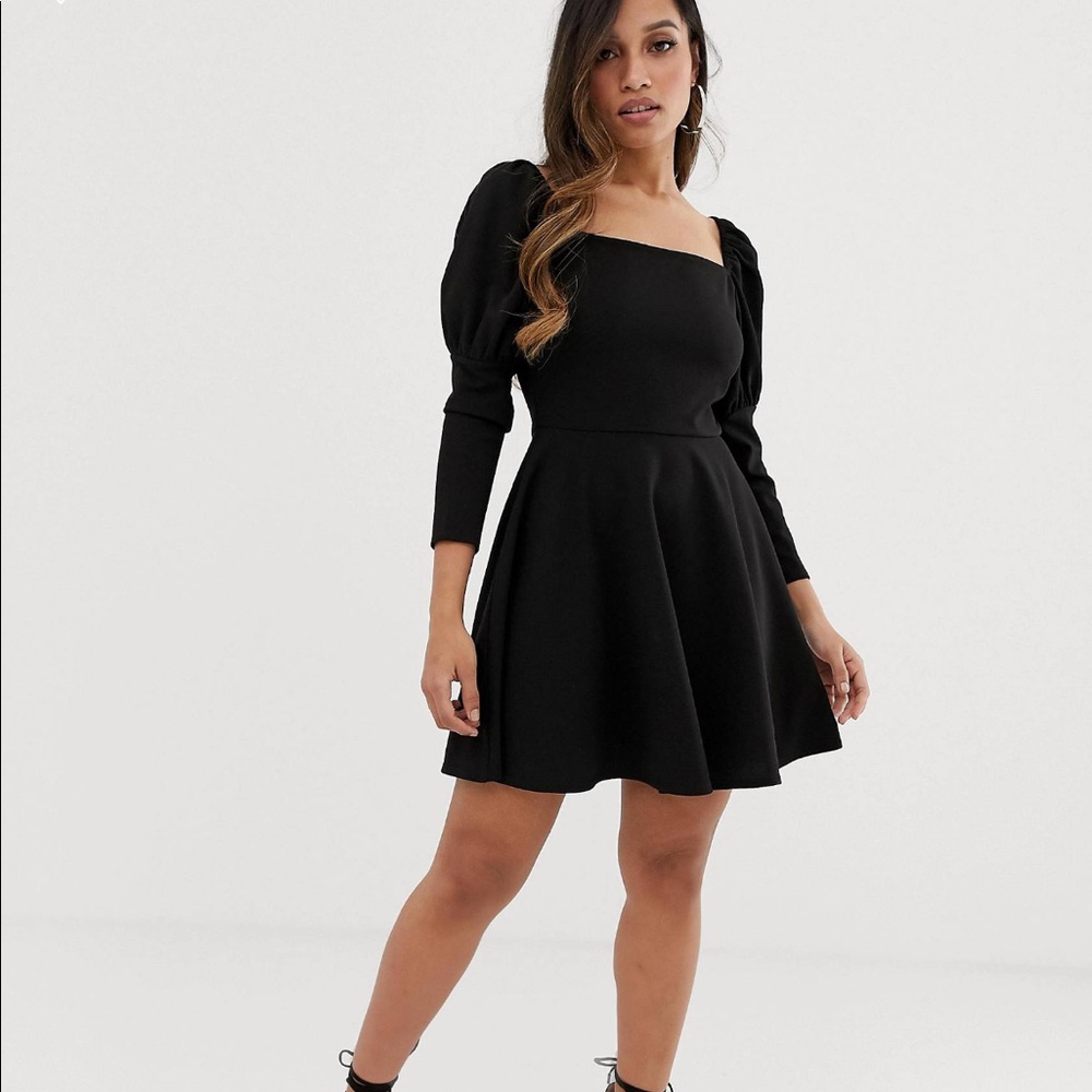 Asos mini skater dress with shoulder puff